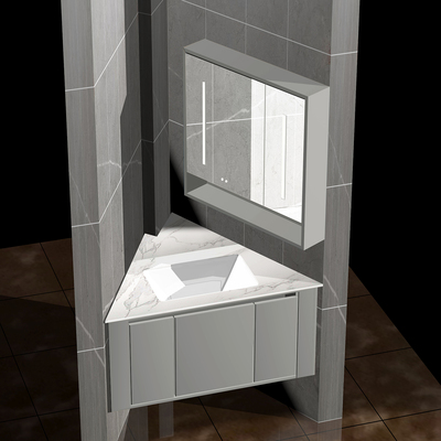 三角形异形墙面 岩板单层板PVC浴室柜吊柜