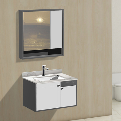 p101-1岩板鱼肚白单层板PVC浴室柜吊柜现代风格镜柜