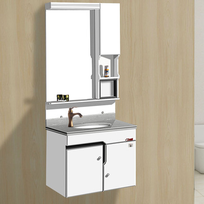 9372大理石灰色烟雨低挡水600长PVC普通镜现代风格吊柜浴室柜洗脸盆